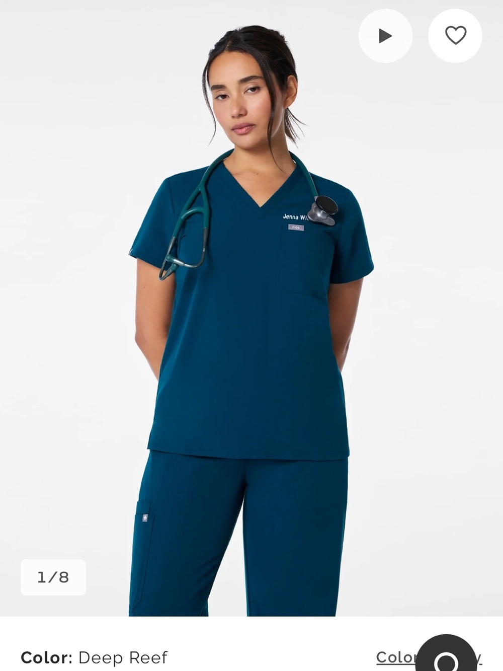 Figs deep reef Catarina scrub top